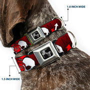 Dog Bone Seatbelt Buckle Collar - DJ Skulls Up/Down Black/Red