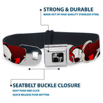 Dog Bone Seatbelt Buckle Collar - DJ Skulls Up/Down Black/Red