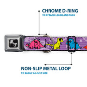Dog Bone Seatbelt Buckle Collar - Dinosaur Cartoon