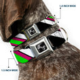 Load image into Gallery viewer, Dog Bone Seatbelt Buckle Collar - Diagonal Stripes Black/White/Pink/Green
