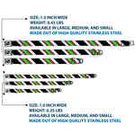 Dog Bone Seatbelt Buckle Collar - Diagonal Stripes Black/White/Pink/Green