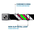 Load image into Gallery viewer, Dog Bone Seatbelt Buckle Collar - Diagonal Stripes Black/White/Pink/Green
