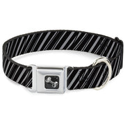 Dog Bone Seatbelt Buckle Collar - Diagonal Stripes Scribble Gray/Black