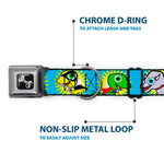 Dog Bone Seatbelt Buckle Collar - Dinosaur Superhero Baby Blue
