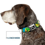 Dog Bone Seatbelt Buckle Collar - Dinosaur Superhero Baby Blue