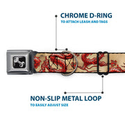 Dog Bone Seatbelt Buckle Collar - Dragons Tan