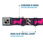 Dog Bone Seatbelt Buckle Collar - Dachshunds & Bones Purple/Fuchsia/Green