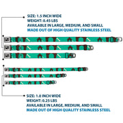 Dog Bone Seatbelt Buckle Collar - Dog House & Bone Turquoise/Brown