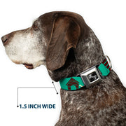 Dog Bone Seatbelt Buckle Collar - Dog House & Bone Turquoise/Brown