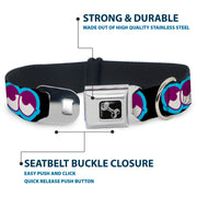 Dog Bone Seatbelt Buckle Collar - Dopey Eyes Black/Baby Blue/Purple