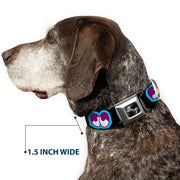 Dog Bone Seatbelt Buckle Collar - Dopey Eyes Black/Baby Blue/Purple