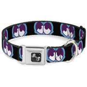 Dog Bone Seatbelt Buckle Collar - Dopey Eyes Black/Baby Blue/Purple
