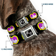 Dog Bone Seatbelt Buckle Collar - Dopey Eyes Black/Yellow/Purple