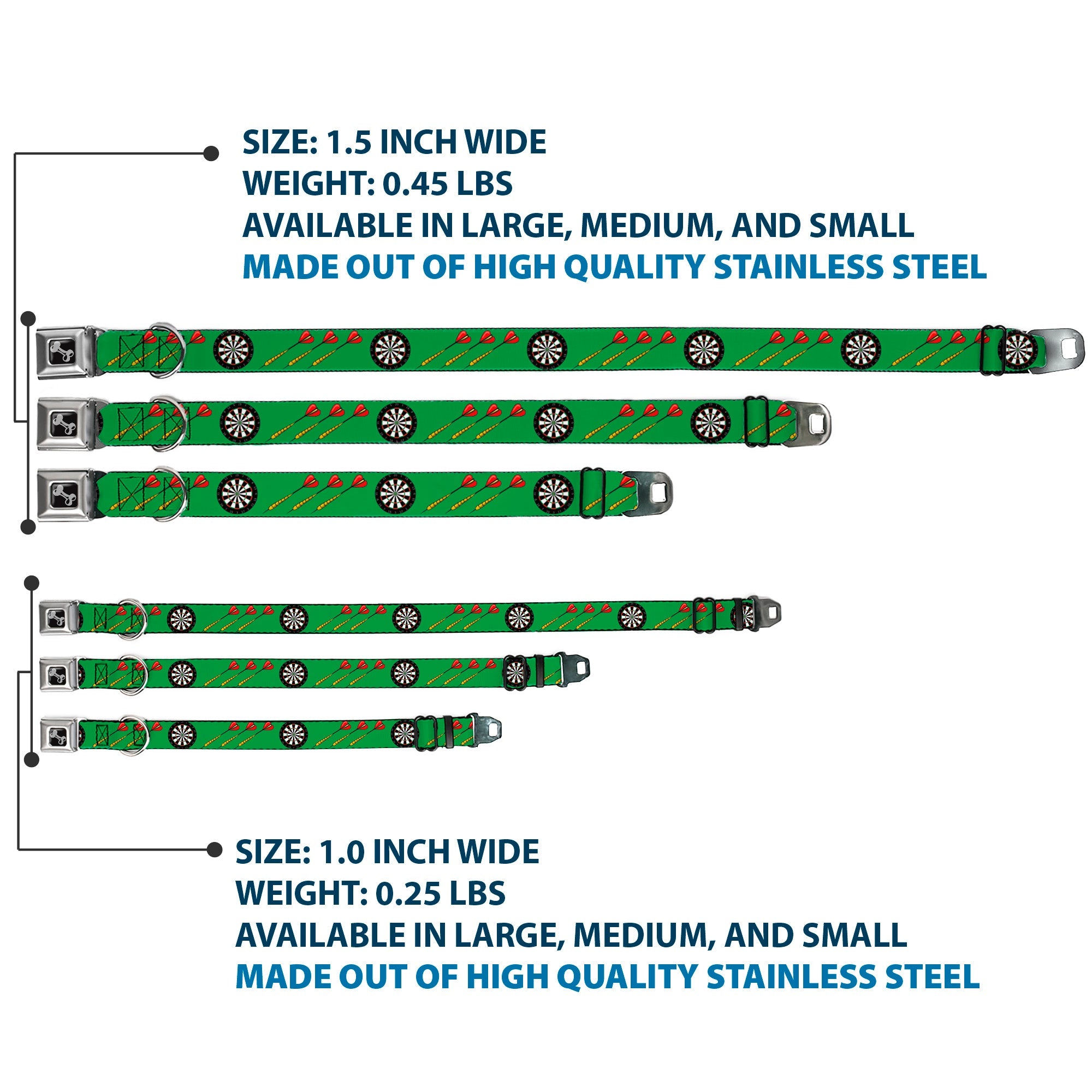 Dog Bone Seatbelt Buckle Collar - Darts Green/Multi Color