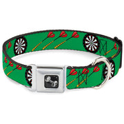 Dog Bone Seatbelt Buckle Collar - Darts Green/Multi Color