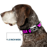 Dog Bone Seatbelt Buckle Collar - DRAMA QUEEN Black/Fuchsia