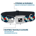 Load image into Gallery viewer, Dog Bone Seatbelt Buckle Collar - Diamond Plaid Blues/Khaki/Red
