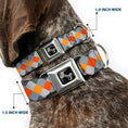 Load image into Gallery viewer, Dog Bone Seatbelt Buckle Collar - Diamond Plaid Grays/Orange
