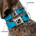 Load image into Gallery viewer, Dog Bone Seatbelt Buckle Collar - Diamond Sketch Turquoise/Black
