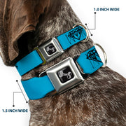 Dog Bone Seatbelt Buckle Collar - Diamond Sketch Turquoise/Black