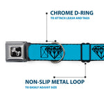 Dog Bone Seatbelt Buckle Collar - Diamond Sketch Turquoise/Black