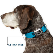 Dog Bone Seatbelt Buckle Collar - Diamond Sketch Turquoise/Black