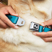 Dog Bone Seatbelt Buckle Collar - Diamond Sketch Turquoise/Black
