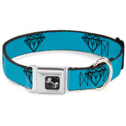 Dog Bone Seatbelt Buckle Collar - Diamond Sketch Turquoise/Black
