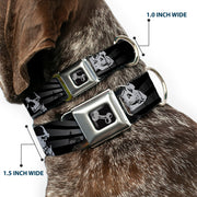 Dog Bone Seatbelt Buckle Collar - Die Hard Skulls & Stars1 Black/Grays
