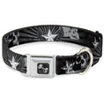 Load image into Gallery viewer, Dog Bone Seatbelt Buckle Collar - Die Hard Skulls & Stars1 Black/Grays
