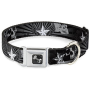 Dog Bone Seatbelt Buckle Collar - Die Hard Skulls & Stars1 Black/Grays