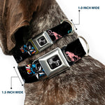 Dog Bone Seatbelt Buckle Collar - Die Hard Skulls & Stars2 Black/Multi Color