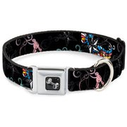 Dog Bone Seatbelt Buckle Collar - Die Hard Skulls & Stars2 Black/Multi Color
