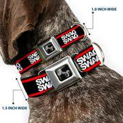 Dog Bone Seatbelt Buckle Collar - Double SWAG Black/White/Red Stripe