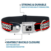 Dog Bone Seatbelt Buckle Collar - Double SWAG Black/White/Red Stripe