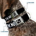 Load image into Gallery viewer, Dog Bone Seatbelt Buckle Collar - DUDE, I'M NOT YOUR BRO! Black/White
