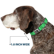 Dog Bone Seatbelt Buckle Collar - Diagonal Stripes Pastel Greens