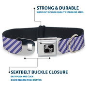 Dog Bone Seatbelt Buckle Collar - Diagonal Stripes Pastel Blues