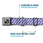Dog Bone Seatbelt Buckle Collar - Diagonal Stripes Pastel Blues