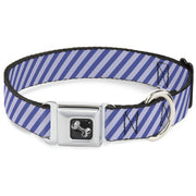 Dog Bone Seatbelt Buckle Collar - Diagonal Stripes Pastel Blues