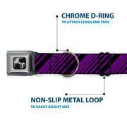 Dog Bone Seatbelt Buckle Collar - Diagonal Stripes Purples