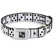 Dog Bone Seatbelt Buckle Collar - Dominoes Black/White/Black