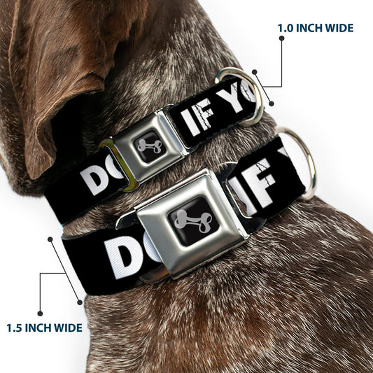 Dog Bone Seatbelt Buckle Collar - DON'T BRO ME IF YOU DON'T KNOW ME Black/White/Red
