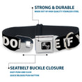 Load image into Gallery viewer, Dog Bone Seatbelt Buckle Collar - DON'T BRO ME IF YOU DON'T KNOW ME Black/White/Red

