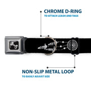 Dog Bone Black/Silver Seatbelt Buckle Collar - Dream Catcher Black/White