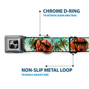 Dog Bone Seatbelt Buckle Collar - Dachshund in Shades w/Palm Trees