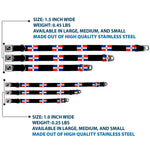 Dog Bone Seatbelt Buckle Collar - Dominican Republic Flags/Black Blocks