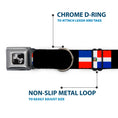 Load image into Gallery viewer, Dog Bone Seatbelt Buckle Collar - Dominican Republic Flags/Black Blocks
