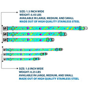 Dog Bone Seatbelt Buckle Collar - Eighties Party Blue/Yellow/Pink