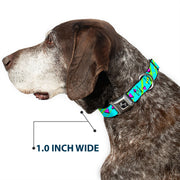 Dog Bone Seatbelt Buckle Collar - Eighties Party Blue/Yellow/Pink